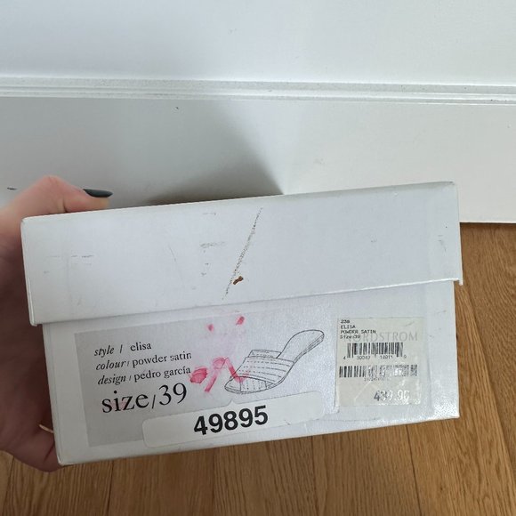 Pedro Garcia Elisa Slide Sandals Criss-cross Straps Pink Powder Satin Sz 39 - Picture 2 of 8